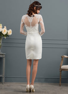 With Wedding Dresses Lace Illusion Deja Sequins Knee-Length Dress Sheath/Column Bow(s) Wedding