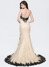 Load image into Gallery viewer, Trumpet/Mermaid Kathy With Sweep Front Train Split Sweetheart Prom Dresses Sequins Lace