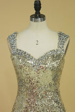 Load image into Gallery viewer, 2022 Straps Prom Dresses Sheath With Beads Sequins Floor Length