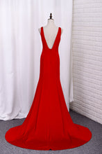 Load image into Gallery viewer, 2024 New Arrival Prom Dresses V Neck Spandex Mermaid Sweep Train