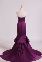 Load image into Gallery viewer, 2022 Notched Neckline Prom Dresses Satin Mermaid/Trumpet