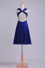 Load image into Gallery viewer, 2022 Straps Sexy Backless Dress Pleated Bodice Short/Mini Chiffon