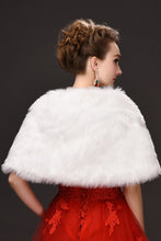 Load image into Gallery viewer, Unique White Faux Fur Wedding Wrap