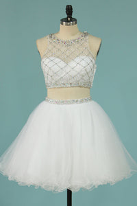2024 Hot Selling Homecoming Dresses Scoop A-Line Beaded Bodice Tulle Short/Mini