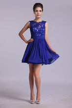 Load image into Gallery viewer, 2024 Hot Selling Homecoming Dresses Scoop A-Line Short/Mini Chiffon Dark Royal Blue