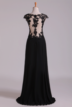 Load image into Gallery viewer, 2024 Scoop Prom Dresses A Line Chiffon With Applique