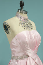 Load image into Gallery viewer, 2024 Prom Dresses Scoop Mermaid Satin Court Train With Beads&amp;Belt