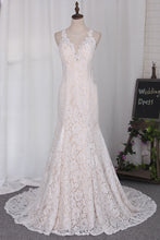 Load image into Gallery viewer, 2024 New Arrival Wedding Dresses Mermaid Scoop Lace With Applique Court Train