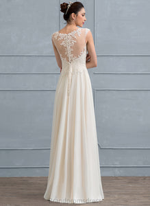 Floor-Length With A-Line Chiffon Sequins Dress Beading Wedding Dresses Scoop Lace Andrea Wedding