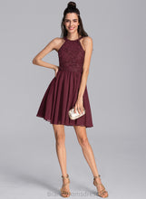 Load image into Gallery viewer, Dress Neck Homecoming Chiffon Homecoming Dresses A-Line Kaylen Scoop Short/Mini With Lace
