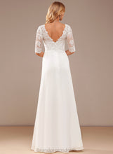 Load image into Gallery viewer, Lace Asymmetrical Wedding V-neck A-Line Crystal Wedding Dresses Chiffon Dress With Ruffle
