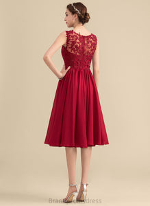 Beading Scoop Neck Knee-Length With Lace Jasmine Homecoming Homecoming Dresses A-Line Lace Dress Chiffon