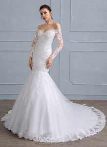 Dress Beading Trumpet/Mermaid Court Off-the-Shoulder Lillie Wedding Dresses Sequins Lace Tulle With Train Wedding
