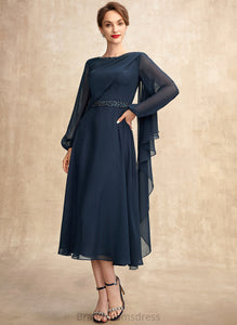Mother Beading Chiffon Scoop With A-Line Bride Audrey the Neck of Tea-Length Mother of the Bride Dresses Dress Sequins