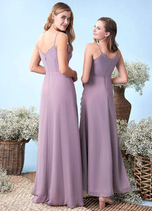 Raquel V-Neck Floor Length Natural Waist A-Line/Princess Sleeveless Bridesmaid Dresses