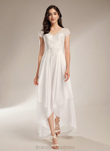 Wedding Dresses Lynn A-Line Lace Asymmetrical Wedding Chiffon Dress V-neck