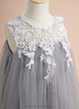 Load image into Gallery viewer, Scoop Tulle Knee-length Sleeveless Ann Flower - With Lace Neck Flower Girl Dresses A-Line Girl Dress