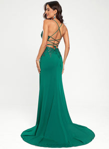 Train Sweep Trumpet/Mermaid Sequins With Prom Dresses Eva V-neck Jersey
