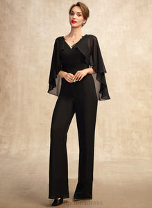 Sequins Mother Floor-Length Jumpsuit/Pantsuit V-neck Lyric Appliques Mother of the Bride Dresses Chiffon Beading of Dress Ruffle With the Bride Lace
