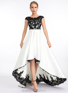 Lace Dress A-Line Satin Scoop Asymmetrical Isabella Wedding Illusion Wedding Dresses