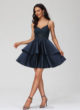 Load image into Gallery viewer, Lace Homecoming Dresses Myah With Homecoming V-neck Dress Short/Mini A-Line Satin