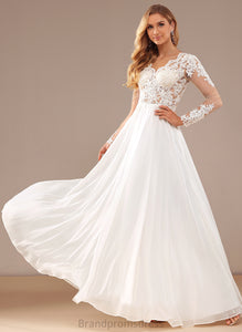 Chiffon Wedding Wedding Dresses A-Line With Dress Sequins Lace Floor-Length V-neck Tania