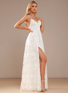 Wedding V-neck A-Line Wedding Dresses Floor-Length Dress Lace Phyllis