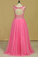 2022 Open Back Prom Dresses Scoop A Line Beaded Bodice Floor Length Tulle