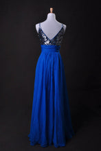 Load image into Gallery viewer, Cheap Prom Dresses Blue  A Line Spaghetti Straps Floor Length Chiffon Cz