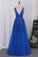 2024 V Neck Prom Dresses A Line Tulle With Applique Open Back