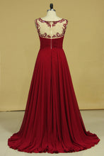 Load image into Gallery viewer, 2022 Plus Size Off The Shoulder A Line Prom Dresses With Beads &amp; Ruffles Chiffon &amp; Tulle