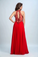 2022 Scoop Prom Dresses A Line Chiffon With Beading Red