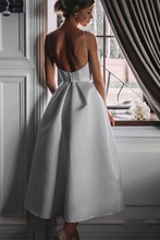 Load image into Gallery viewer, Homecoming Dresses Maribel A-Line Tea-Length White Prom Dress With Pockets