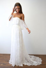 Load image into Gallery viewer, Beach Wedding Dresses Half Sleeve Off The Shoulder Lace Sexy Simple Boho Bridal Gowns