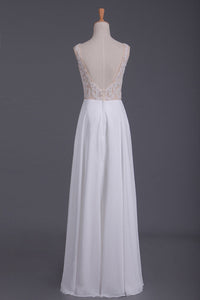 2024 Scoop Beaded Bodice Prom Dresses A Line With Beading White