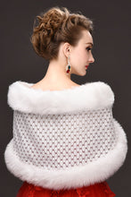Load image into Gallery viewer, Elegant White Faux Fur Wedding Wrap