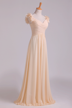 Load image into Gallery viewer, 2022 Off The Shoulder Bridesmaid Dresses A-Line Chiffon With Ruffles