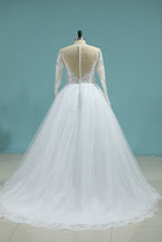 Load image into Gallery viewer, 2024 Wedding Dresses Scoop Long Sleeves A Line Tulle With Applique