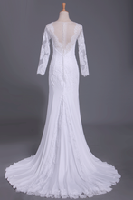 Load image into Gallery viewer, 2022 Wedding Dresses Scoop Long Sleeves Spandex Court Train With Applique