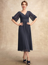 Load image into Gallery viewer, Tea-Length Chiffon V-neck Mother of the Bride Dresses Dress A-Line With Mother of the Katherine Bride Pleated