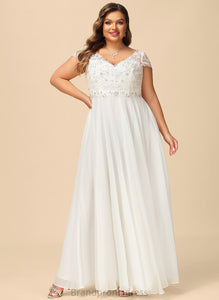 Lace Floor-Length Wedding With Wedding Dresses A-Line V-neck Beading Dress Holly Sequins Chiffon