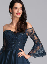 Load image into Gallery viewer, A-Line Short/Mini Homecoming Dresses Satin Homecoming Dress Mckenna With Off-the-Shoulder Lace