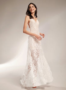 Sheath/Column V-neck Wedding Floor-Length Jeanie Lace Wedding Dresses Dress