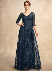 V-neck of With Bride Dress the Mother Sequins Lace Mother of the Bride Dresses A-Line Floor-Length Areli
