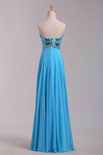 Load image into Gallery viewer, 2024 Blue Prom Dresses A Line Sweetheart Floor Length Chiffon Ship Today Under 200