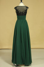 Load image into Gallery viewer, 2024 Prom Dresses Scoop A Line With Ruffles &amp; Applique Floor Length New