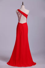 Load image into Gallery viewer, 2024 Petite Size Evening Dresses Floor Length One Shoulder Chiffon With Slit