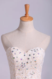 2022 Lace Prom Dress Sweetheart Column Short/Mini
