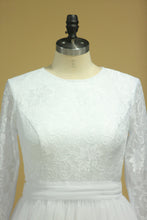 Load image into Gallery viewer, 2022 Plus Size Long Sleeves Wedding Dresses Scoop A Line Tulle &amp; Lace Sweep Train