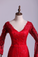 2022 V-Neck Evening Dresses Mermaid With Applique Lace And Tulle Burgundy/Maroon New